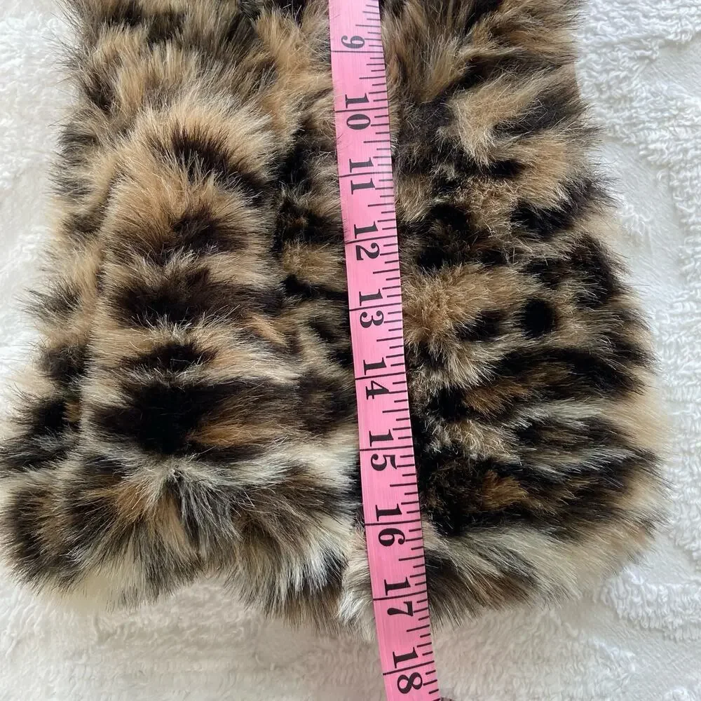 VTG SAKS FIFTH AVENUE RED LABEL Faux Fur Scarf Leopard Print Old Money Evening